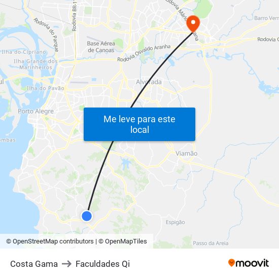 Costa Gama to Faculdades Qi map