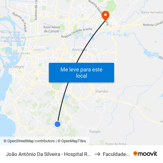 João Antônio Da Silveira - Hospital Restinga to Faculdades Qi map