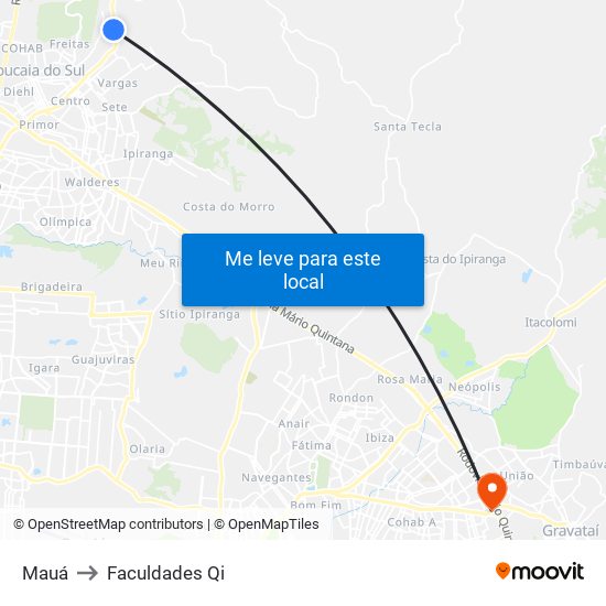 Mauá to Faculdades Qi map