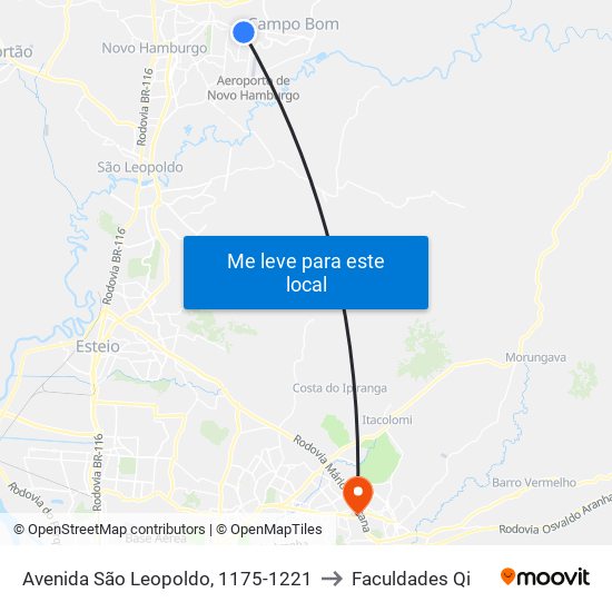 Avenida São Leopoldo, 1175-1221 to Faculdades Qi map