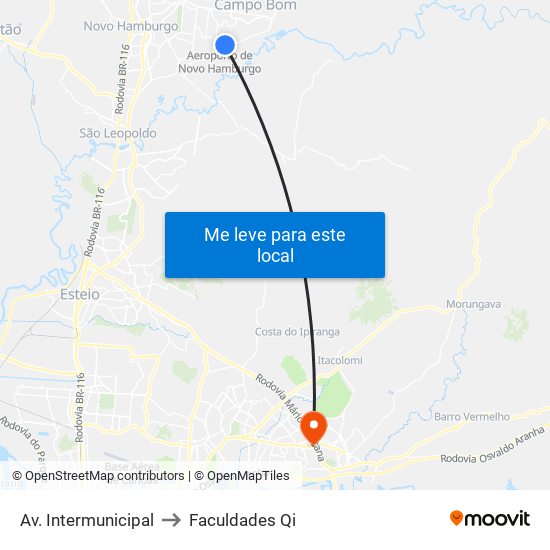 Av. Intermunicipal to Faculdades Qi map