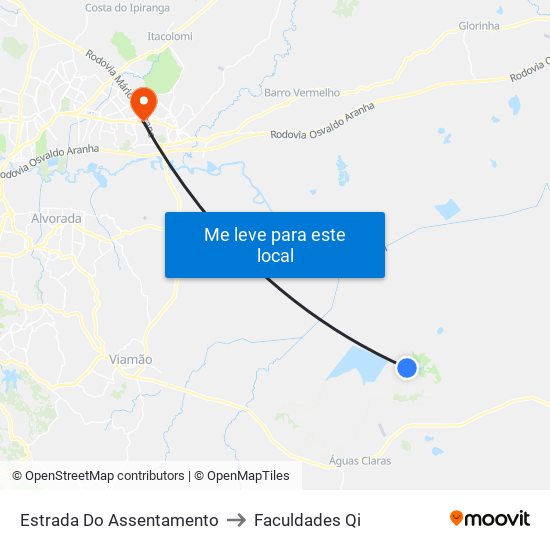 Estrada Do Assentamento to Faculdades Qi map