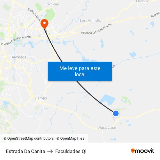 Estrada Da Canita to Faculdades Qi map