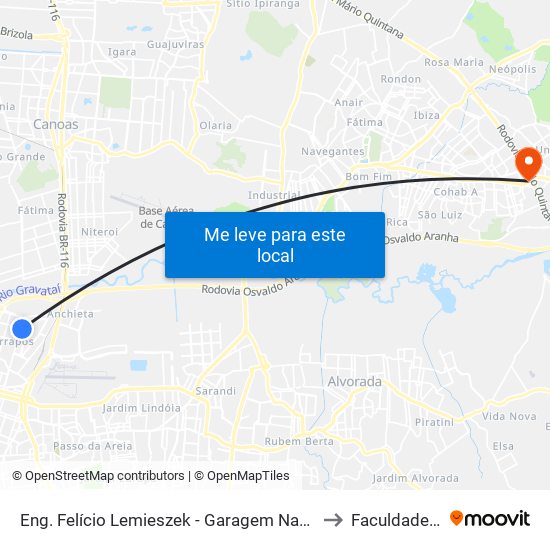 Eng. Felício Lemieszek - Garagem Navegantes to Faculdades Qi map
