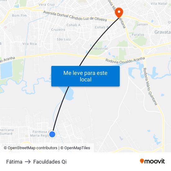 Fátima to Faculdades Qi map