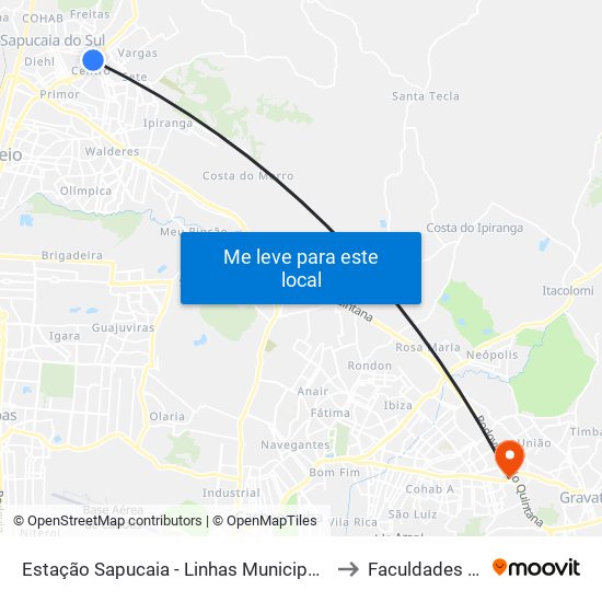 Estação Sapucaia - Linhas Municipais to Faculdades Qi map