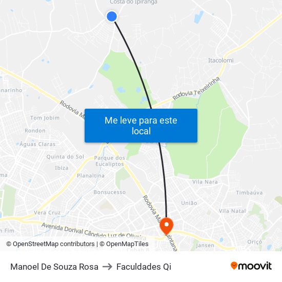 Manoel De Souza Rosa to Faculdades Qi map