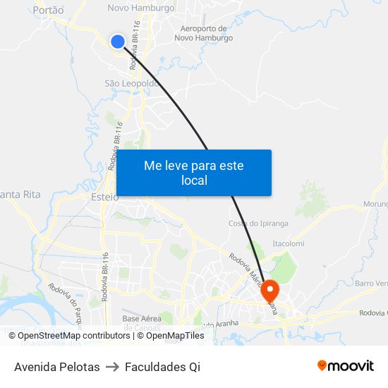 Avenida Pelotas to Faculdades Qi map