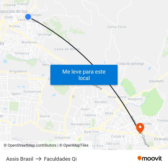 Assis Brasil to Faculdades Qi map