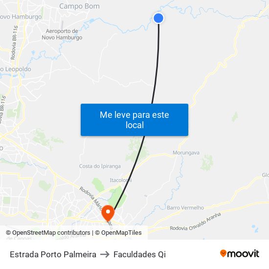 Estrada Porto Palmeira to Faculdades Qi map