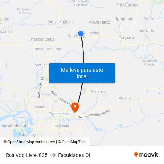 Rua Voo Livre, 835 to Faculdades Qi map