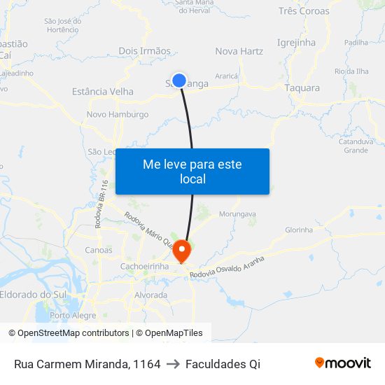 Rua Carmem Miranda, 1164 to Faculdades Qi map
