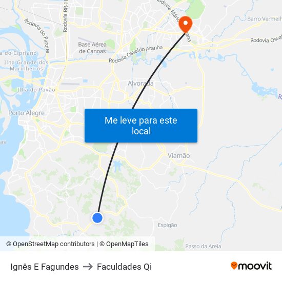 Ignês E Fagundes to Faculdades Qi map