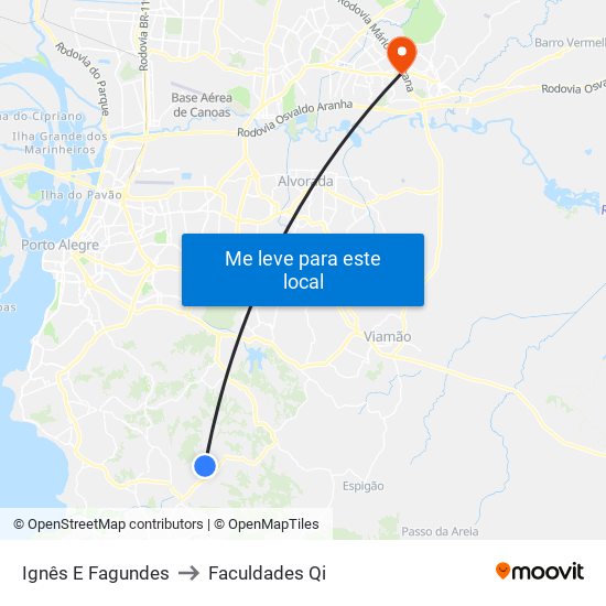 Ignês E Fagundes to Faculdades Qi map