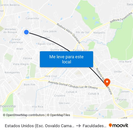 Estados Unidos (Esc. Osvaldo Camargo) to Faculdades Qi map