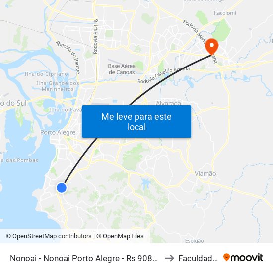 Nonoai - Nonoai Porto Alegre - Rs 90830-390 Brasil to Faculdades Qi map