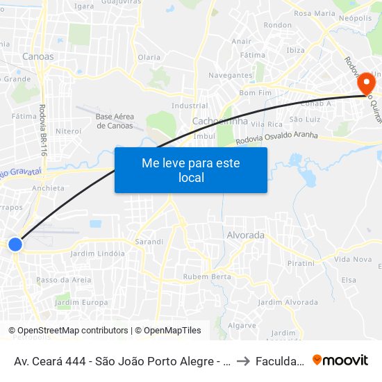 Av. Ceará 444 - São João Porto Alegre - Rs 90240-512 Brasil to Faculdades Qi map