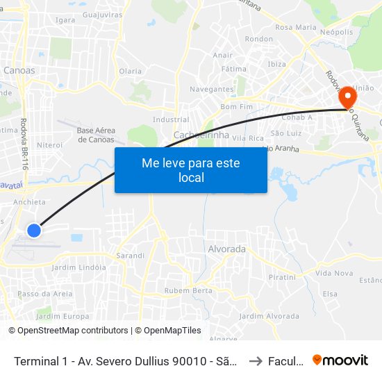 Terminal 1 - Av. Severo Dullius 90010 - São João Porto Alegre - Rs 90200-310 Brasil to Faculdades Qi map