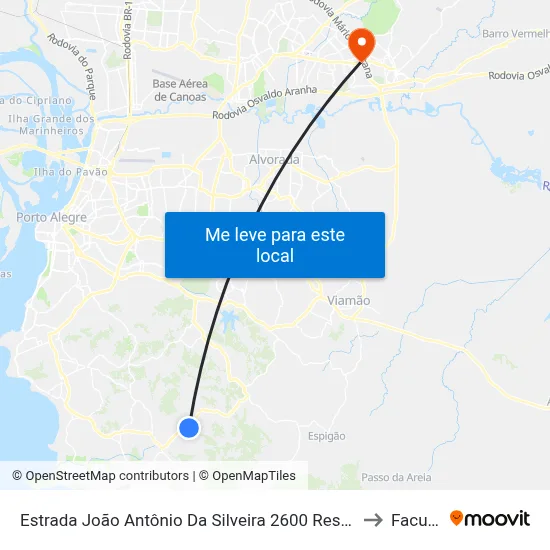 Estrada João Antônio Da Silveira 2600 Restinga Porto Alegre - Rio Grande Do Sul 91790 Brasil to Faculdades Qi map