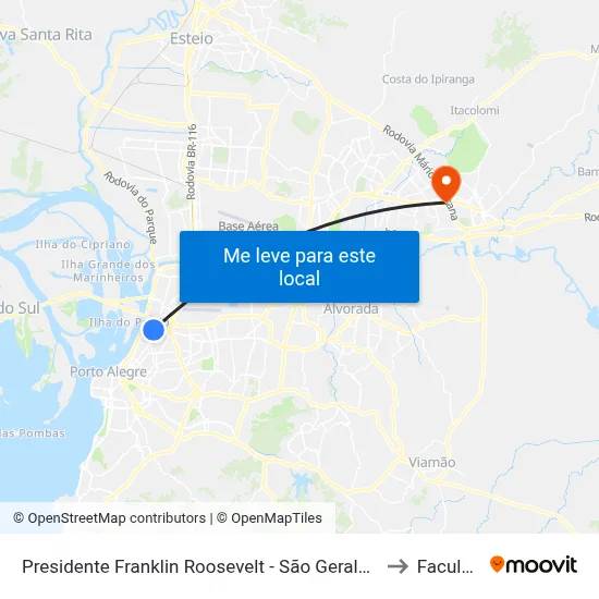 Presidente Franklin Roosevelt - São Geraldo Porto Alegre - Rs 90230-080 Brasil to Faculdades Qi map