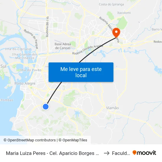 Maria Luiza Peres - Cel. Aparicio Borges Porto Alegre - Rs 91510-360 Brasil to Faculdades Qi map