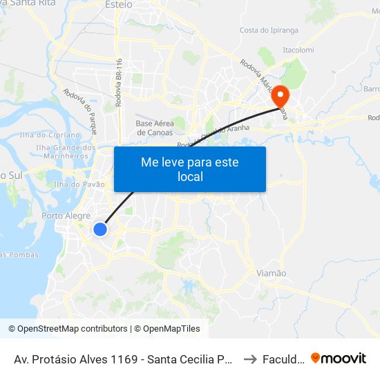 Av. Protásio Alves 1169 - Santa Cecilia Porto Alegre - Rs 90410-001 Brasil to Faculdades Qi map