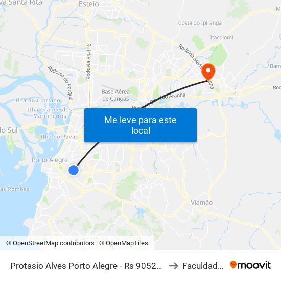 Protasio Alves Porto Alegre - Rs 90520-280 Brasil to Faculdades Qi map