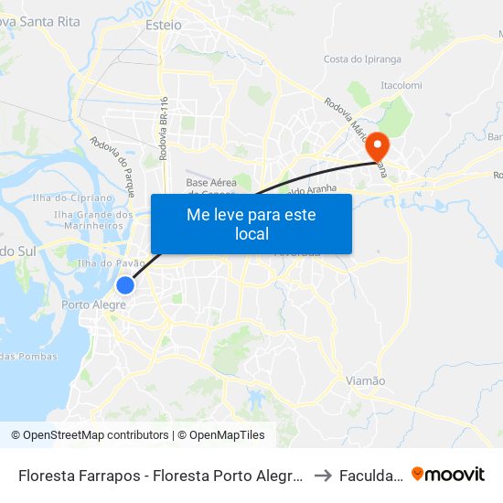 Floresta Farrapos - Floresta Porto Alegre - Rs 90220-002 Brasil to Faculdades Qi map