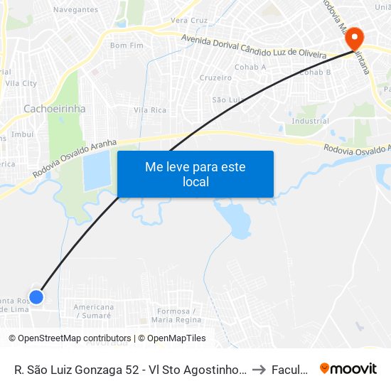 R. São Luiz Gonzaga 52 - Vl Sto Agostinho Porto Alegre - Rs 91175-120 Brasil to Faculdades Qi map