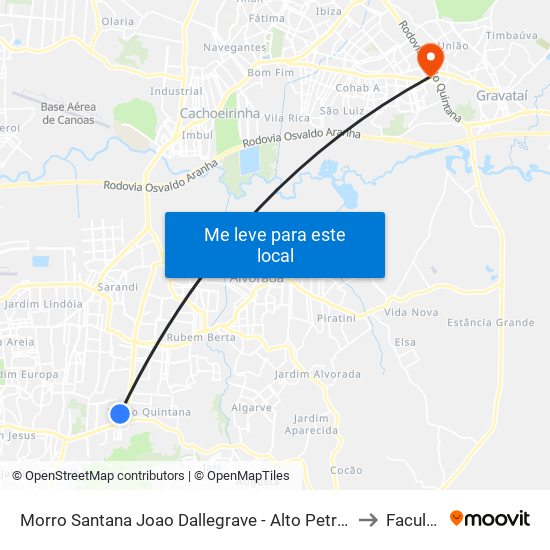 Morro Santana Joao Dallegrave - Alto Petrópolis Porto Alegre - Rs 91240-200 Brasil to Faculdades Qi map