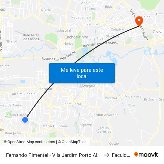 Fernando Pimentel - Vila Jardim Porto Alegre - Rs 91320-181 Brasil to Faculdades Qi map
