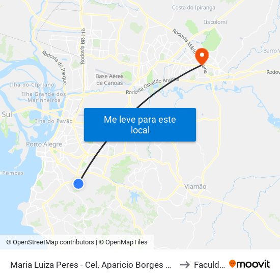 Maria Luiza Peres - Cel. Aparicio Borges Porto Alegre - Rs 91710-132 Brasil to Faculdades Qi map