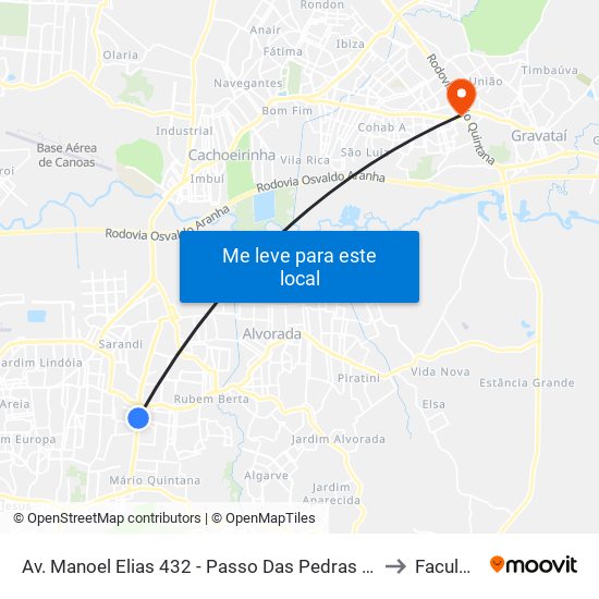 Av. Manoel Elias 432 - Passo Das Pedras Porto Alegre - Rs 91240-400 Brasil to Faculdades Qi map