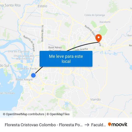 Floresta Cristovao Colombo - Floresta Porto Alegre - Rs 90560-003 Brasil to Faculdades Qi map