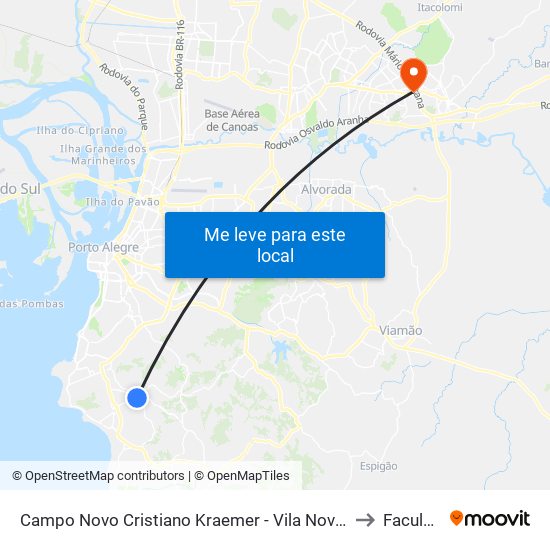 Campo Novo Cristiano Kraemer - Vila Nova Porto Alegre - Rs 91740-800 Brasil to Faculdades Qi map