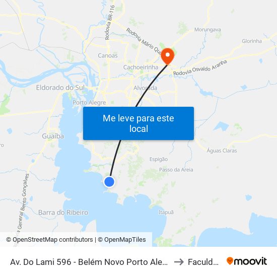 Av. Do Lami 596 - Belém Novo Porto Alegre - Rs 91780-118 Brasil to Faculdades Qi map