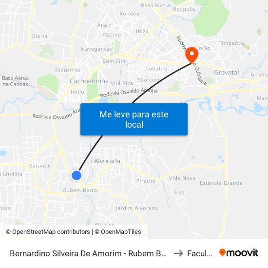 Bernardino Silveira De Amorim - Rubem Berta Porto Alegre - Rs 91160-624 Brasil to Faculdades Qi map