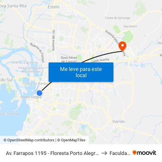 Av. Farrapos 1195 - Floresta Porto Alegre - Rs 90220-004 Brasil to Faculdades Qi map
