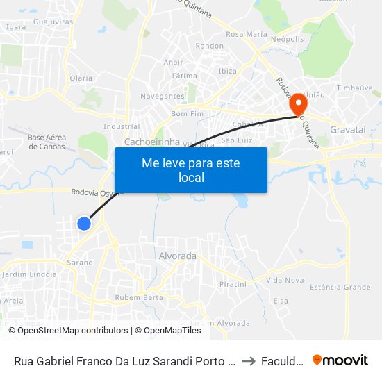 Rua Gabriel Franco Da Luz Sarandi Porto Alegre - Rs 91120-600 Brasil to Faculdades Qi map