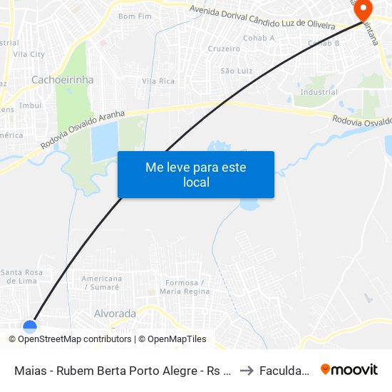 Maias - Rubem Berta Porto Alegre - Rs 91170-001 Brasil to Faculdades Qi map