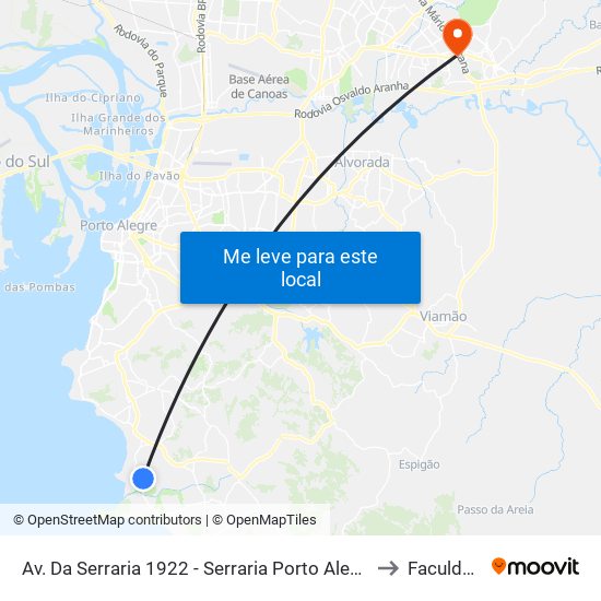 Av. Da Serraria 1922 - Serraria Porto Alegre - Rs 91770-010 Brasil to Faculdades Qi map