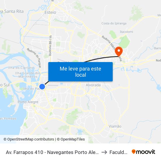 Av. Farrapos 410 - Navegantes Porto Alegre - Rs 90220-007 Brasil to Faculdades Qi map