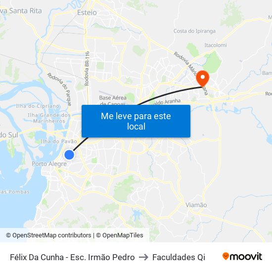 Félix Da Cunha - Esc. Irmão Pedro to Faculdades Qi map