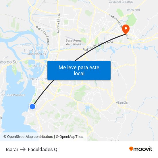 Icaraí to Faculdades Qi map