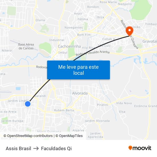 Assis Brasil to Faculdades Qi map