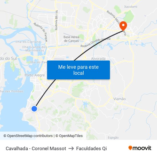 Cavalhada - Coronel Massot to Faculdades Qi map