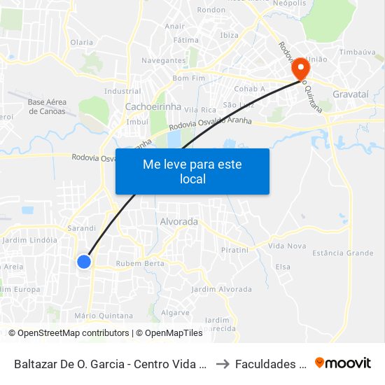 Baltazar De O. Garcia - Centro Vida Bc to Faculdades Qi map