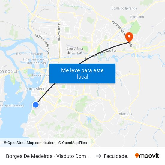 Borges De Medeiros - Viaduto Dom Pedro I to Faculdades Qi map