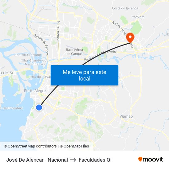 José De Alencar - Nacional to Faculdades Qi map