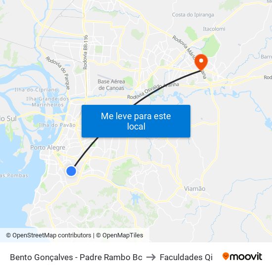 Bento Gonçalves - Padre Rambo Bc to Faculdades Qi map